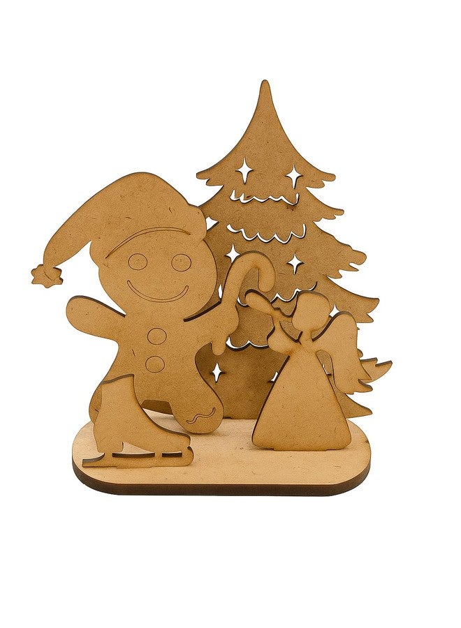 GreyArt DIY Christmas Wooden Painting Kit for Kids | MDF 3D Christmas Tree Craft Set with Gingerbread Man & Angel Cutouts | Includes Paints & Brush | Easy to Assemble Holiday Activity Kit for Boys & Girls(Style-2) - Image 5